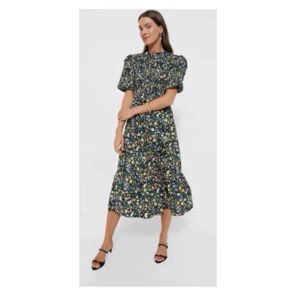 Hyacinth House Tuckernuck EUC Floral Smocked Samantha 100% Cotton Dress Large